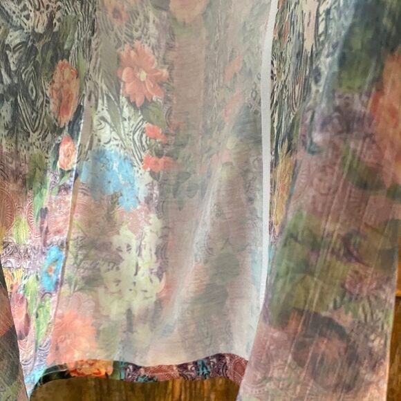 Sienna Rose Sz S Orange Floral Cottagecore  Boho Hippie Music Relaxed Blouse - Picture 8 of 12